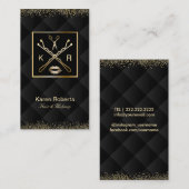 Make-up u. Haar-Stylist-Luxusgoldschwarzes Visitenkarte (Vorne/Hinten)