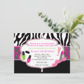 Make-up-Überarbeitung-Zebra-Geburtstags-Einladung Einladung (Stehend Vorderseite)