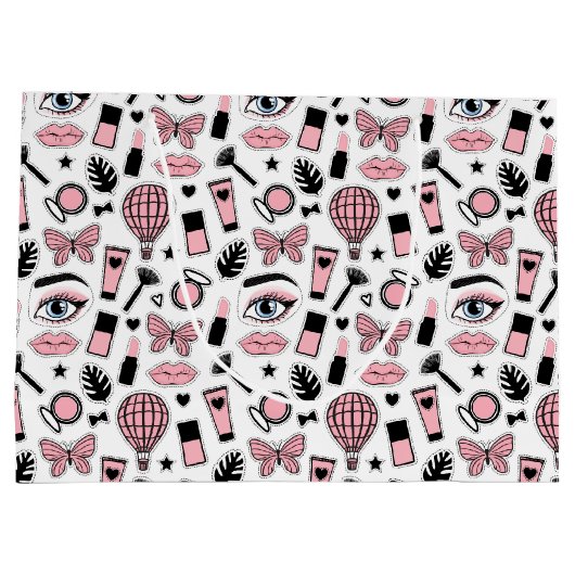 Make-upaufkleber-Muster Große Geschenktüte (Rückseite)