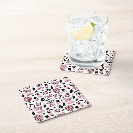 Make-upaufkleber-Muster Rechteckiger Pappuntersetzer (Vor Ort)