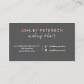 Make-upausrüstungs-Fotohaar-Make-uptypographie Visitenkarte (Rückseite)