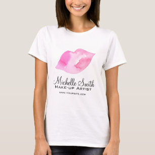 Make-upeinbrennen des Aquarells rosa Lippen T-Shirt
