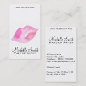 Make-upeinbrennen des Aquarells rosa Lippen Visitenkarte (Vorne/Hinten)