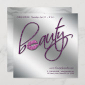 Make-upeinladungs-offenes Haus-Schönheits-Lippen Einladung (Vorne/Hinten)