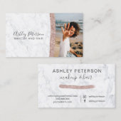 Make-uphaar Chic-RosengoldGlitter-Marmor-Foto Visitenkarte (Vorne/Hinten)