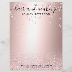 Make-uphaar-RosengoldGlitter metallischer Confetti Briefbogen