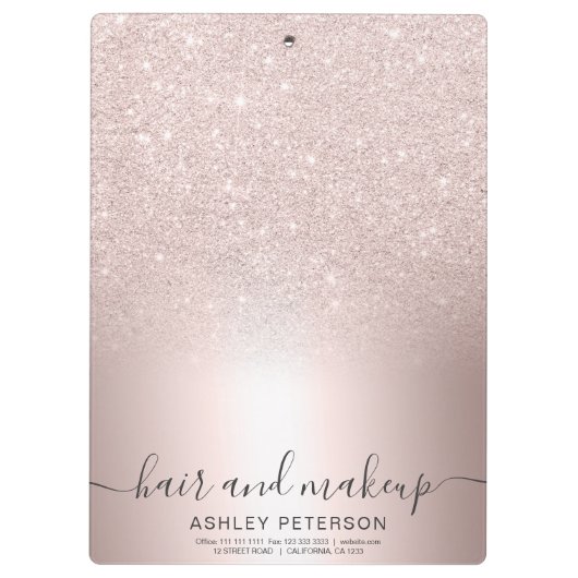 Make-uphaar RosengoldGlitter ombre metallische Klemmbrett (Rückseite)
