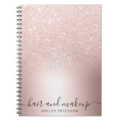 Make-uphaar RosengoldGlitter ombre metallische Notizblock (Vorderseite)