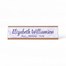 Make-uphaar-Stylist-modernes lila Marmormonogramm