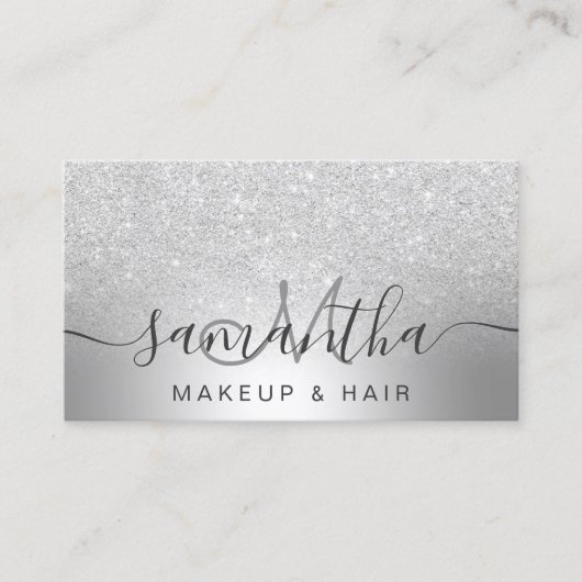 Make-uphaarsilber-Glitter ombre metallische Folie Visitenkarte (Vorderseite)