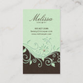 Make-upkünstler-Geschäfts-Karten-Blumen-Grün Brown Visitenkarte (Rückseite)