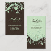 Make-upkünstler-Geschäfts-Karten-Blumen-Grün Brown Visitenkarte (Vorne/Hinten)