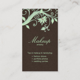 Make-upkünstler-Geschäfts-Karten-Blumen-Grün Brown Visitenkarte
