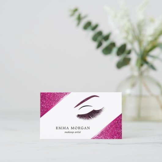 Make-upkünstler-Geschäftskarte mit Glittereffekt Visitenkarte (Stehend Vorderseite)