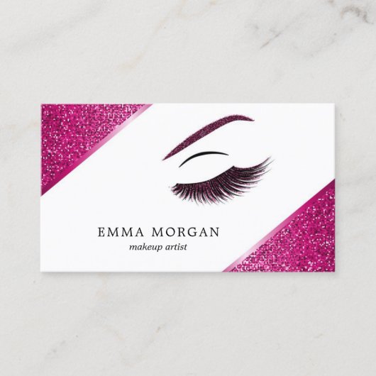 Make-upkünstler-Geschäftskarte mit Glittereffekt Visitenkarte (Vorderseite)