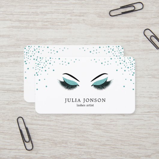 Make-upkünstler-Geschäftskarte mit Glittereffekt Visitenkarte (Vorderseite/Rückseite Beispiel)