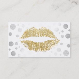 Make-upkünstler-GoldGlitzer-Lippenmoderne silberne Visitenkarte