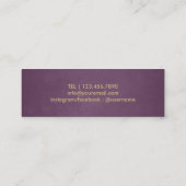 Make-upkünstler-GoldGlitzer-Lippenmodernes Lila Mini Visitenkarte (Rückseite)