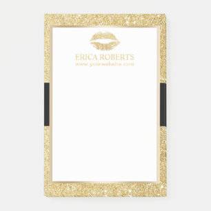 Make-upkünstler-GoldGlitzer-Lippenschönheits-Sal Post-it Klebezettel