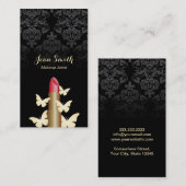 Make-upkünstler-Goldschmetterlings-Vintager Damast Visitenkarte (Vorne/Hinten)