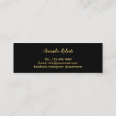 Make-upkünstler-Goldtypographie-moderner schwarzer Mini Visitenkarte (Rückseite)