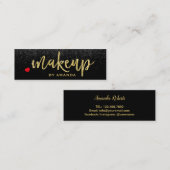 Make-upkünstler-Goldtypographie-moderner schwarzer Mini Visitenkarte (Vorne/Hinten)