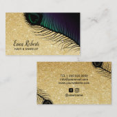 Make-upkünstler-Haar-Salon-GoldGlitzerchic-Pfau Visitenkarte (Vorne/Hinten)