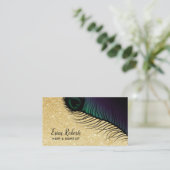 Make-upkünstler-Haar-Salon-GoldGlitzerchic-Pfau Visitenkarte (Stehend Vorderseite)