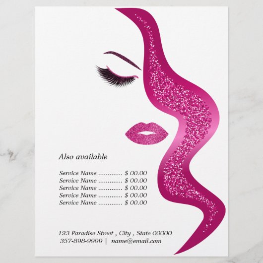 Make-upkünstler-Haar-Stylist-dunkler rosa Glitzer Flyer (Hinten)