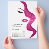 Make-upkünstler-Haar-Stylist-dunkler rosa Glitzer Flyer (Hand)