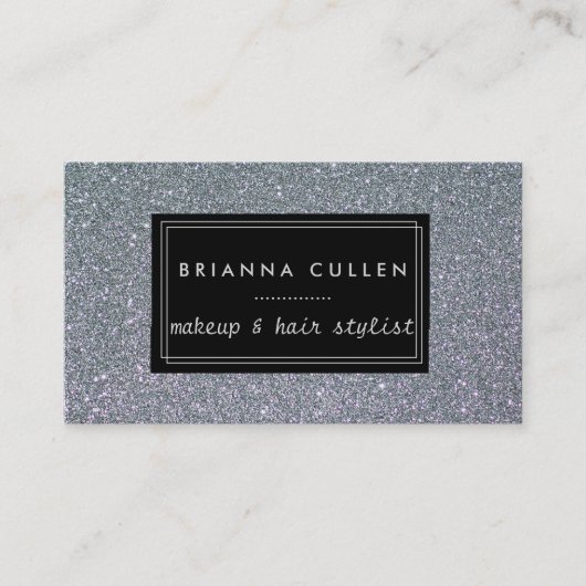 Make-upkünstler-Haar-Stylist-Funky silberner Visitenkarte (Vorderseite)