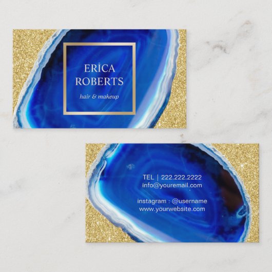 Make-upkünstler-Haar-Stylist-moderne blaue Visitenkarte (Vorne/Hinten)