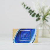 Make-upkünstler-Haar-Stylist-moderne blaue Visitenkarte (Stehend Vorderseite)