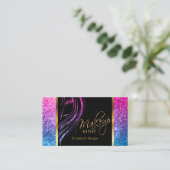 Make-upkünstler in einem Girly bunten Glitzer Visitenkarte (Stehend Vorderseite)