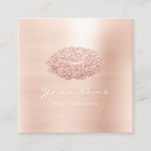 Make-upkünstler-Kuss-LippenGlitzer-Rosa-Quadrat Quadratische Visitenkarte