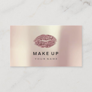 Make-upkünstler-Lippenrosa Rosen-Goldmetallischer Visitenkarte