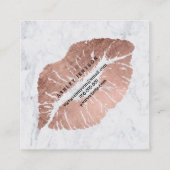Make-upkünstler-LippenRosengoldtypographiemarmor 2 Quadratische Visitenkarte (Rückseite)