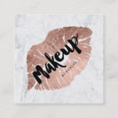 Make-upkünstler-LippenRosengoldtypographiemarmor 2 Quadratische Visitenkarte (Vorderseite)