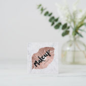 Make-upkünstler-LippenRosengoldtypographiemarmor 2 Quadratische Visitenkarte (Stehend Vorderseite)