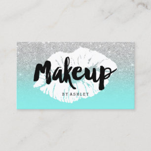 Make-upkünstler-Lippentypographie-Silber-Glitter Visitenkarte