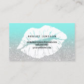 Make-upkünstler-Lippentypographie-Silber-Glitter Visitenkarte (Rückseite)