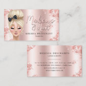 Make-upkünstler-Luxe Glitzer-Rosen-GoldEyelashes Visitenkarte (Vorne/Hinten)