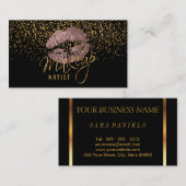 Make-upkünstler mit GoldConfetti u. staubiger Rose Visitenkarte (Vorne/Hinten)