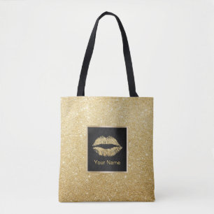 Make-upkünstler-moderne GoldGlitzer-Lippen Tasche