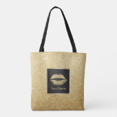 Make-upkünstler-moderne GoldGlitzer-Lippen Tasche (Rückseite)