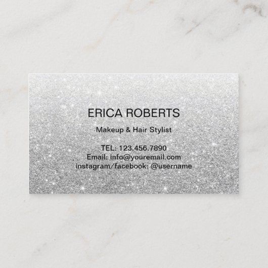 Make-upkünstler-moderner silberner Glitzer der Treuekarte (Rückseite)