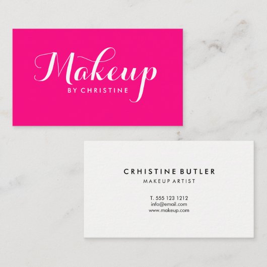 Make-upkünstler-Rosa Minimalistisch Visitenkarte (Vorne/Hinten)