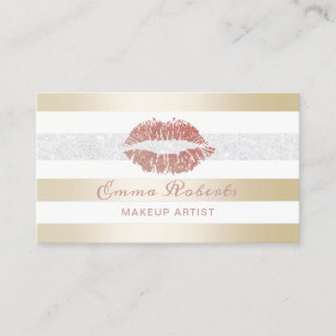 Make-upkünstler-Rosen-Goldlippenmoderne Visitenkarte