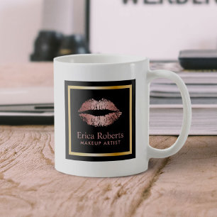 Make-upkünstler-Rosen-Goldlippenmoderner Kaffeetasse