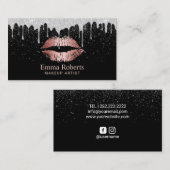 Make-upkünstler-Rosen-Goldlippensilberne Visitenkarte (Vorne/Hinten)